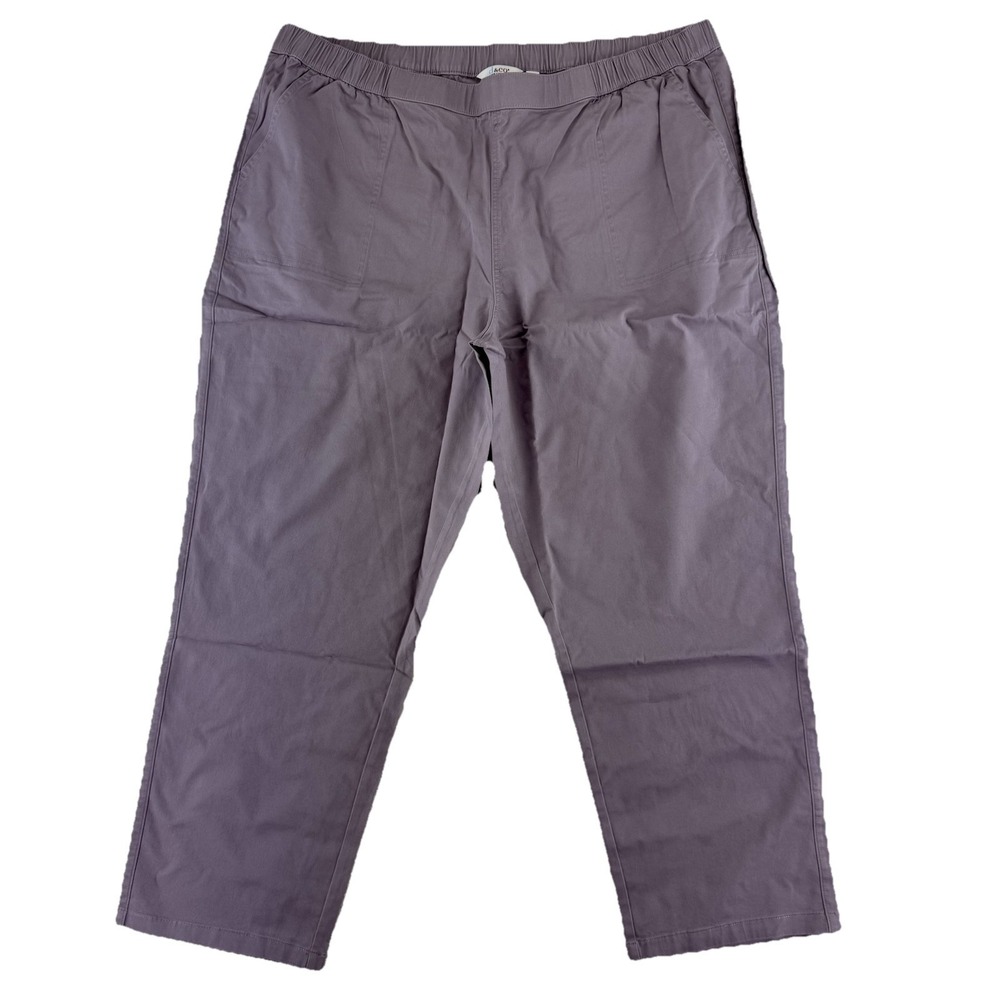 Denim & Co EasyWear Twill Straight Leg Pants Size 2X Purple Pockets